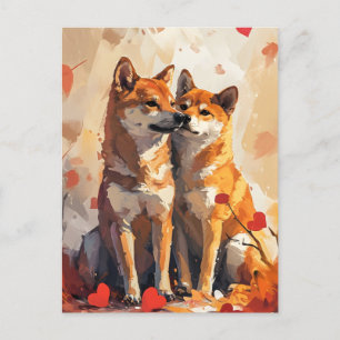 Cartão Postal Dia de os namorados Shiba Inu