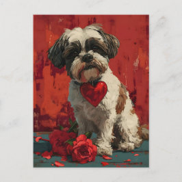 Cartão Postal Dia de os namorados Shih tzu vintage