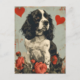 Cartão Postal Dia de os namorados Springer Spaniel Vintage