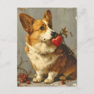 Cartão Postal Dia de os namorados Vintage Corgi