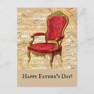 Cartão Postal Dia de os pais Clássico de Música com Folha bege e