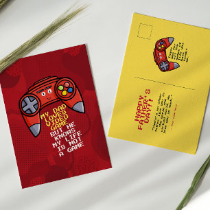 Cartão Postal Dia de os pais Engraçado Red Joystick