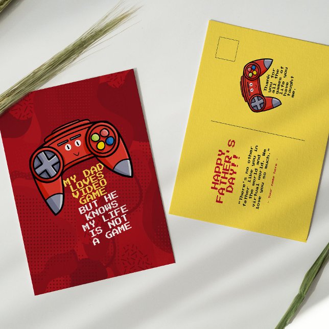 Cartão Postal Dia de os pais Engraçado Red Joystick (Criador carregado)
