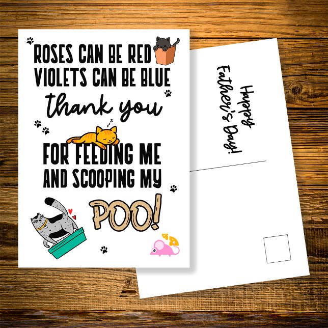 Cartão Postal Dia de os pais Feliz Engraçado De Gato (Criador carregado)