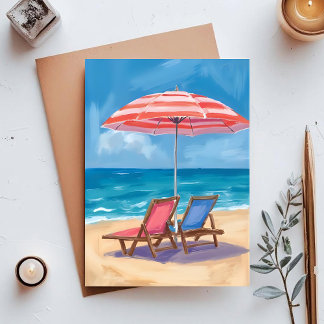 Cartão Postal Dia de Praia em Cape Cod | Oceano em Aquarela MA