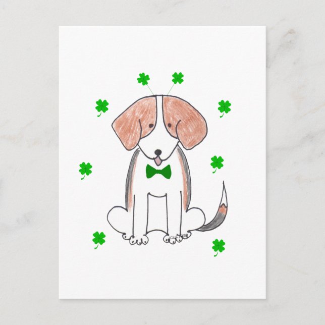 Cartão Postal Dia de São Patrício da Beagle (Frente)