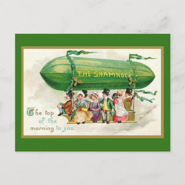 Cartão Postal Dia de São Patrício de Diversão Irlandês Zeppelin (Frente)