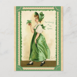 Cartão Postal Dia de São Patrício de vindima Vestido do verde