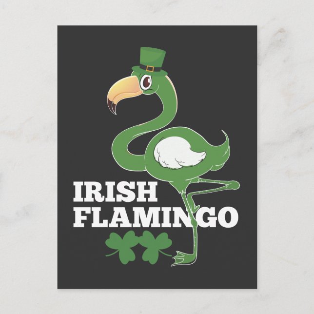 Cartão Postal Dia de São Patrício do Partido Irlandês Flamingo I (Frente)