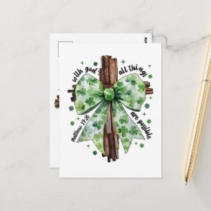 Cartão Postal Dia de São Patrício Fé Cristã Trevo Shamrock