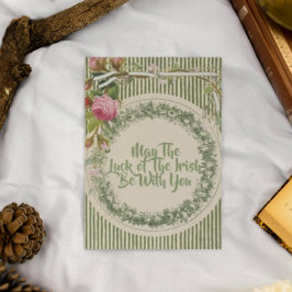 Cartão Postal Dia de São Patrício Flor Vintage Retro