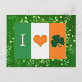 Cartão Postal Dia de São Patrício Green Shamrock Love