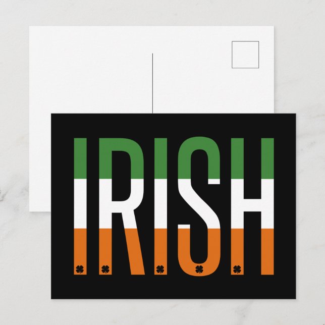 Cartão Postal Dia de São Patrício Irlandês Flag Shamrock Lucky (Frente/Verso)