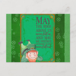 Cartão Postal Dia de São Patrício Irlandês Leprechaun Green Sham