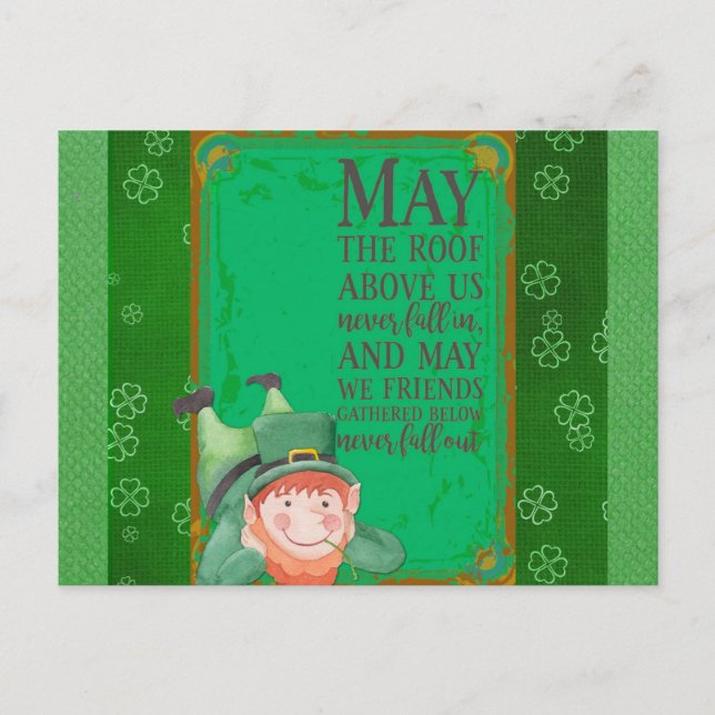 Cartão Postal Dia de São Patrício Irlandês Leprechaun Green Sham (Frente)