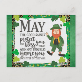 Cartão Postal Dia de São Patrício Irlandês Leprechaun Green Sham