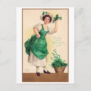 Cartão Postal Dia de São Patrício Senhora, Vintage