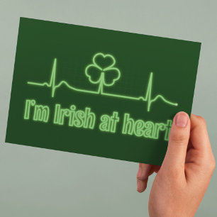 Cartão Postal Dia de São Patrício Shamrock EKG - Sou irlandês no