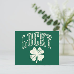 Cartão Postal Dia de São Patrício Vintage Lucky Clover