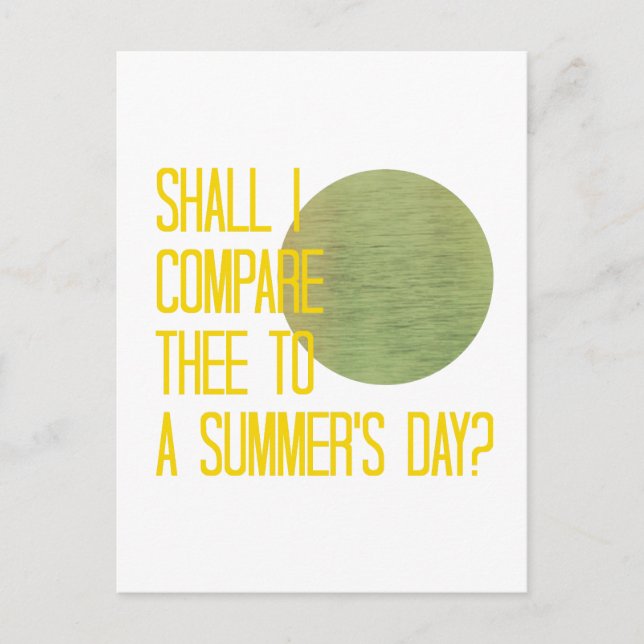 Cartão Postal Dia de Verão de Shakespeare (Frente)