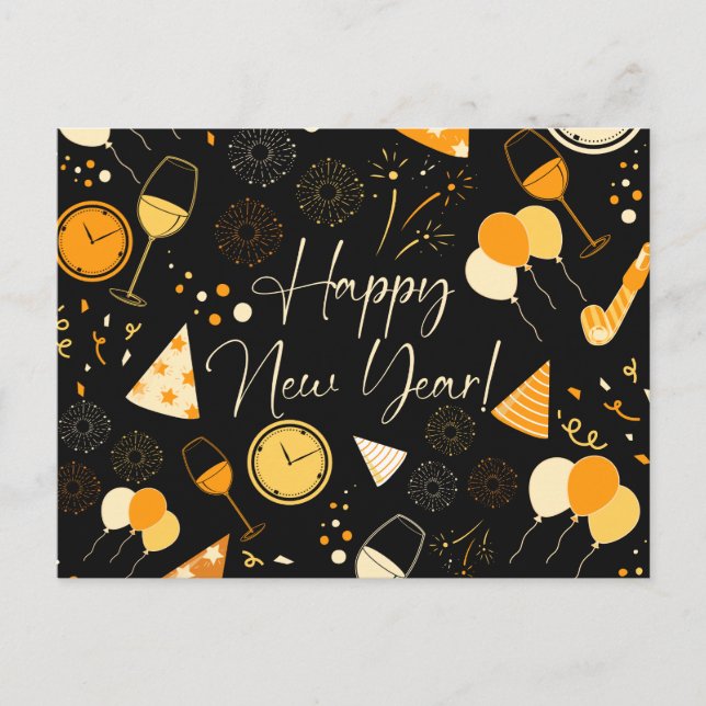 Cartão Postal Dia do ano novo (Frente)