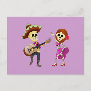 Cartão Postal Dia do Casal de Mariachi dos Mortos