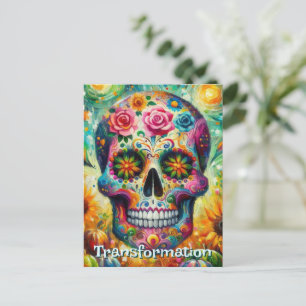 Cartão Postal Dia do Crânio do Morto Floral Personalizado