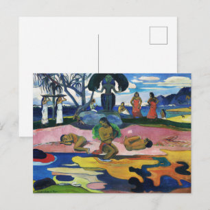 Cartão Postal Dia do Deus Mahana no atua de Gauguin Impressão de