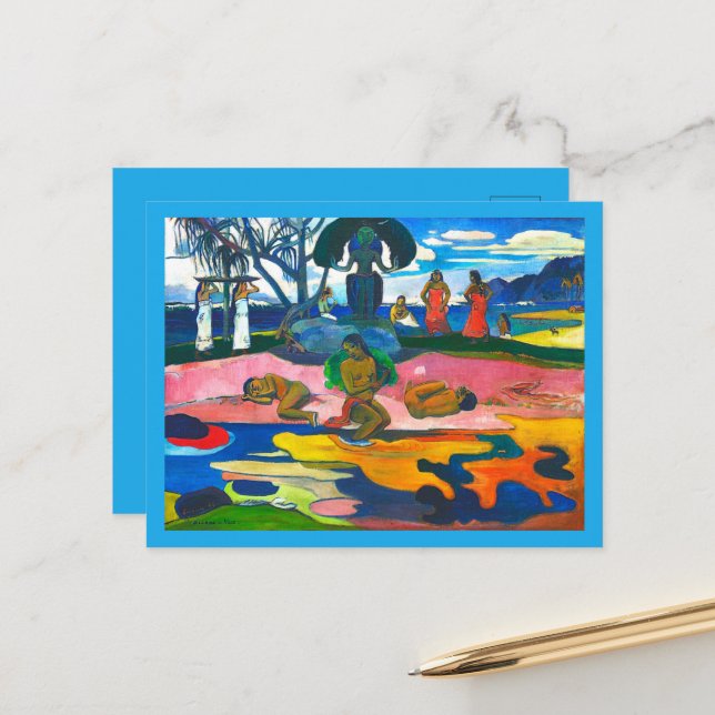 Cartão Postal Dia do Deus (Mahana no atua) por Paul Gauguin (Frente/Verso In Situ)