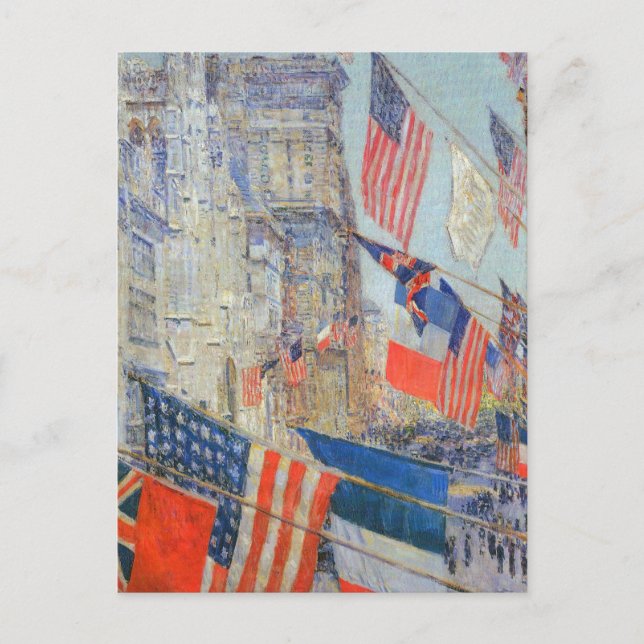 Cartão Postal Dia dos Aliados, maio de 1917, por Childe Hassam,  (Frente)