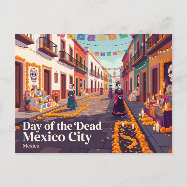 Cartão Postal Dia dos Mortos Cidade do México (Frente)