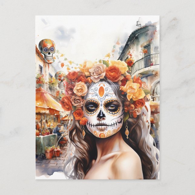 Cartão Postal Dia dos Mortos La Catrina (Frente)