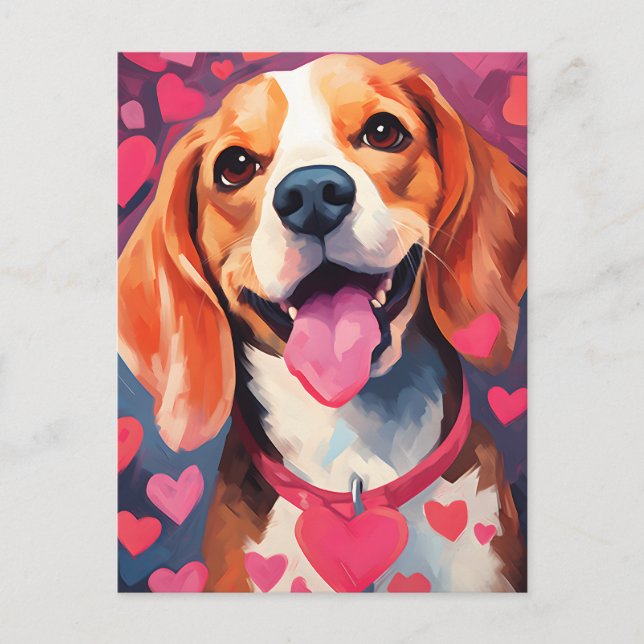 Cartão Postal Dia dos Namorados Beagle (Frente)