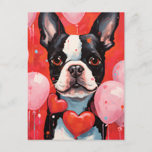 Cartão Postal Dia dos Namorados Boston Terrier