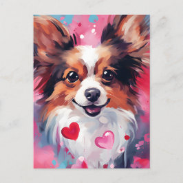 Cartão Postal Dia dos namorados cachorro Papillon