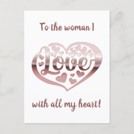 Cartão Postal Dia dos namorados coração de amor dourado rosa bra