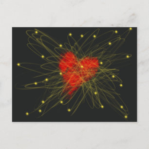Cartão Postal Dia dos Namorados Coração Vermelho do Amor Arte Ab