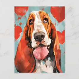 Cartão Postal Dia dos Namorados do Basset Hound