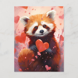 Cartão Postal Dia dos Namorados do Panda Vermelho