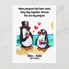Cartão Postal Dia dos Namorados do Pinguim 