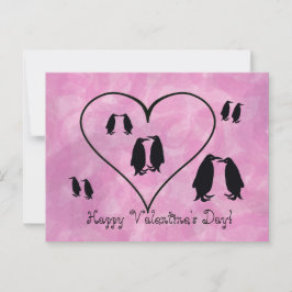 Cartão Postal Dia dos Namorados do Pingüim Rosa