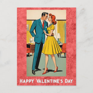 Cartão Postal Dia dos Namorados Felizes do Casal Romance Retro