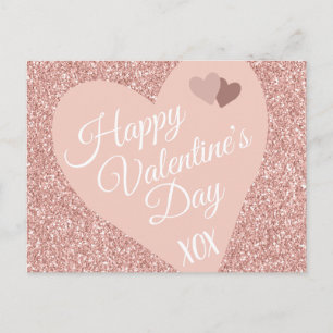 Cartão Postal Dia dos Namorados Felizes e Rosa XOX