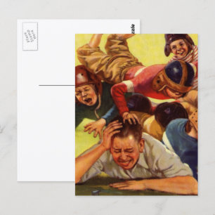 Cartão Postal Dia dos Pais Vintage, Futebol Infantil e Cachorro 