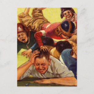 Cartão Postal Dia dos Pais Vintage, Futebol Infantil e Cachorro 