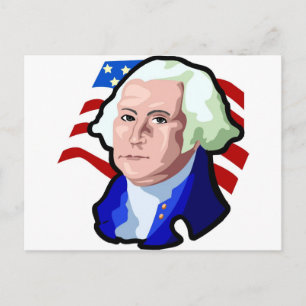 Cartão Postal Dia dos Presidentes, George Washington e bandeira 