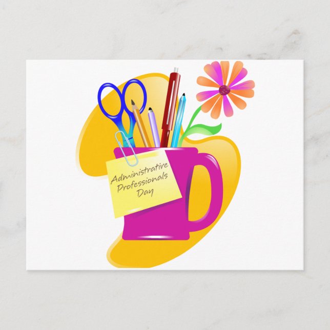 Cartão Postal Dia dos Profissionais Administrativos Design (Frente)