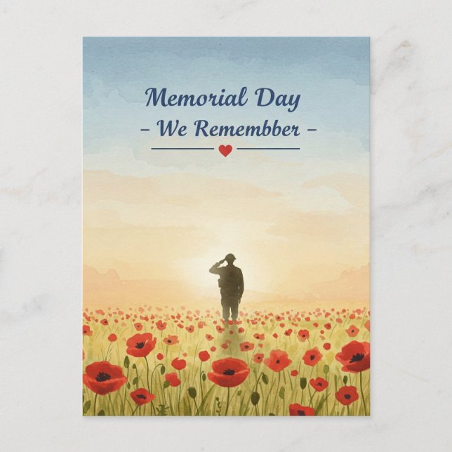 Cartão Postal  "Dia dos Veteranos de Guerra – Nós Lembramos." (Frente)