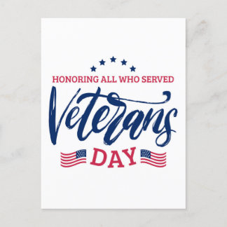 Cartão Postal Dia dos Veteranos - Homenageando todos que servira