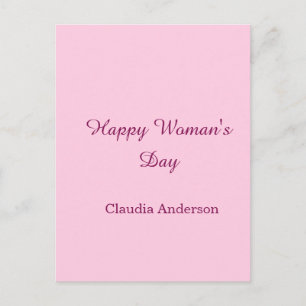 Cartão Postal dia feliz da mulher nome rosa elegante caligrafia